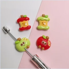 CZB25897 Cartoon Apple Resin Flatback Beads With