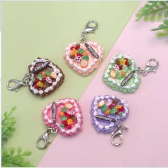 CDK003767 Cute Food Keychain Resin Love Heart