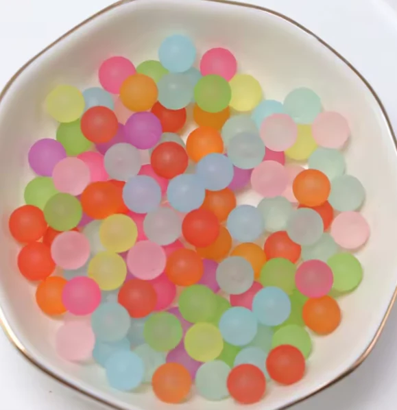 YA182 6mm Frosted Transparent Acrylic Tiny Beads