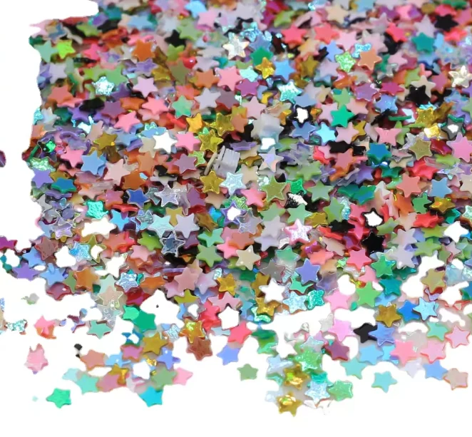 MA013 Transparent Glittering 3mm Mix Star Loose