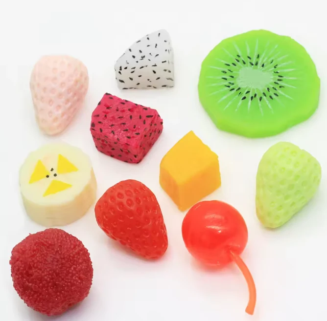 RX042 Simulation Fruit Slices Cubes Resin Kawaii