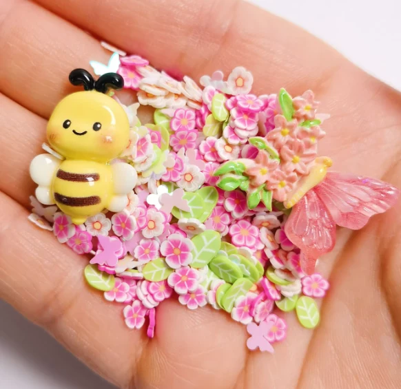 SLM671 Mixed Flower Leaves Clay Slices Slime