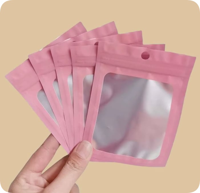 BZD031 Pink Resealable Window Packaging Bags