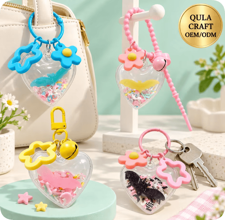 CDK0020110-7/CDK0020110-6/CDK0020110-5/CDK0020110 Assorted Clear Heart Shaker Keychains