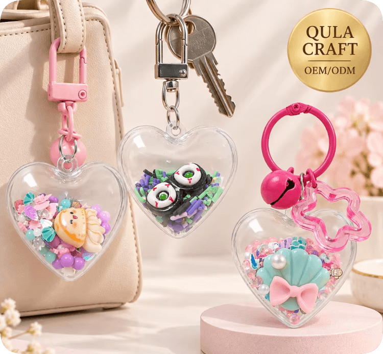 CDK002174/CDK003939/CDK914-1 Clear Heart Keychains with Animal Charms