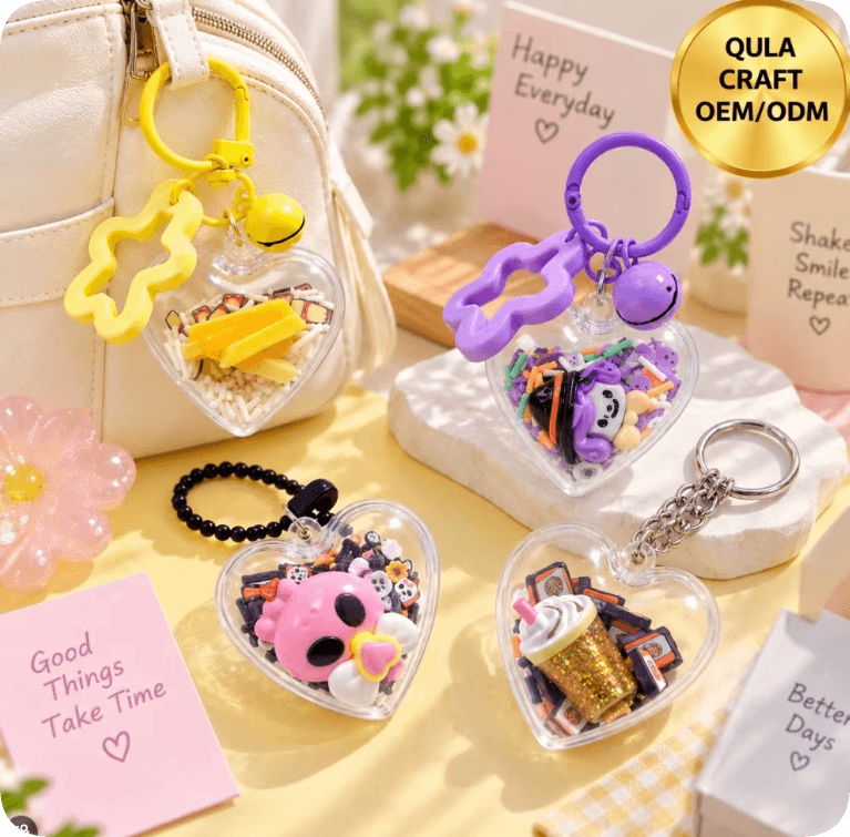 CDK003883-1/CDK003939-1/CDK003950-1/CDK00098-1 Heart Shaker Keychains with Mini Craft Fillers