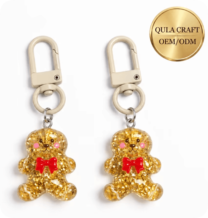 CDK004134 Glitter Resin Bear Figure Keychains