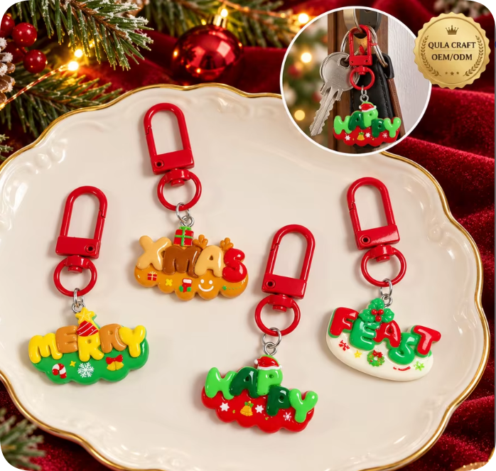 CDK004729 Christmas Letter Resin Charm Keychains