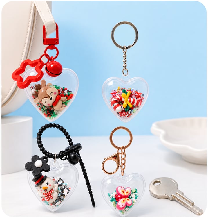 CDK20175-8/CDK20175-10/CDK20175-9/CDK20286-1 Holiday and Butterfly Heart Keychain Mix