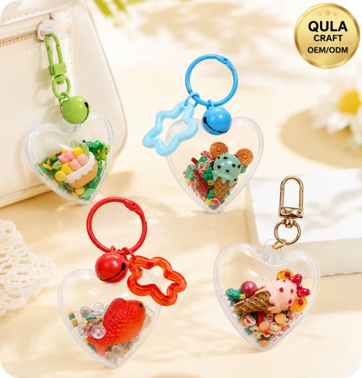 CDK20293-1/CDK20358-2/CDK20358-1/CDK20639-1 Heart Filled Charm Keychain Assortment