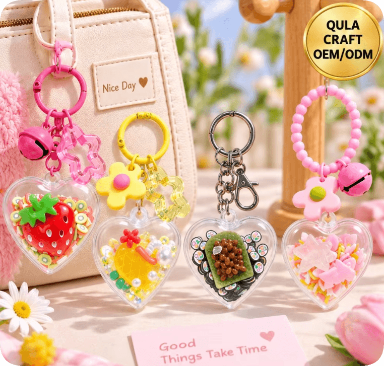 CDK2137-2/CDK002224-1/CDK2344-2/CDK2321-2 Colorful Heart Shaker Bag Charm Keychains