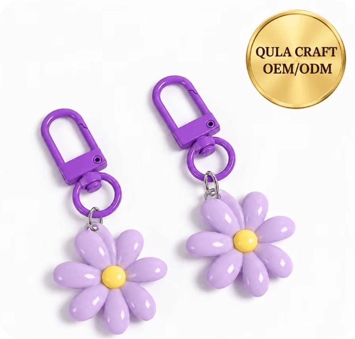CDK23884 Purple Daisy Resin Charm Keychains