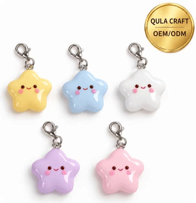 CDK24445 Pastel Smiling Star Resin Keychains