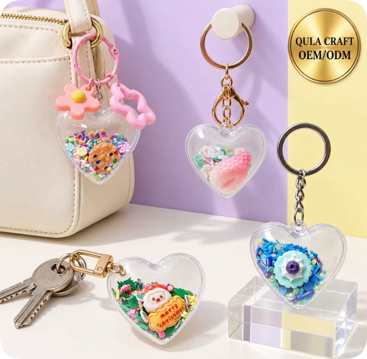 CDK25805/CDK-RX336-1/CDK003049/CDK387-1 Clear Heart Charm Keychain Assortment