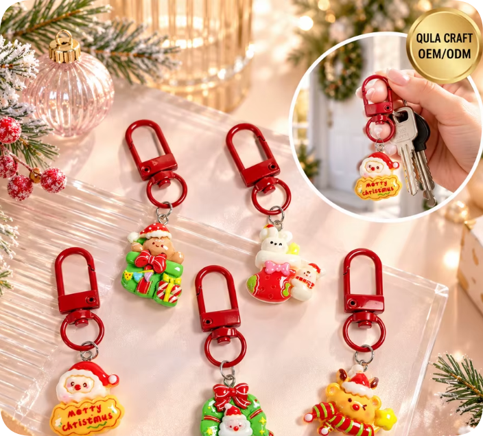 CDK25805 Mixed Christmas Resin Charm Keychains