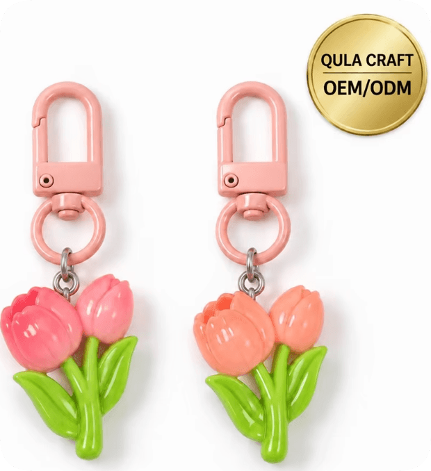 CDK26657 Tulip Bouquet Resin Charm Keychains