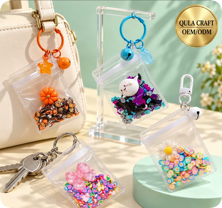 CDK442-1/CDK003152-1/RW003164-15/CDK003215-1 Clear Pouch Keychains with Seasonal Craft Fillers