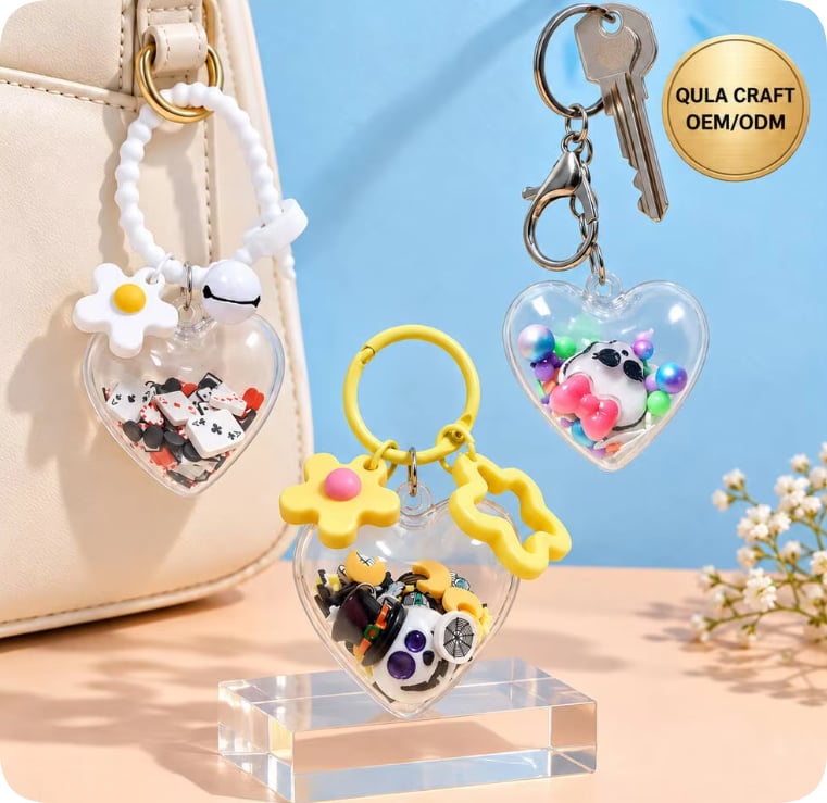 CDK938-9/CDK159-1/CDK938-7 Clear Heart Keychains with Wrist Straps