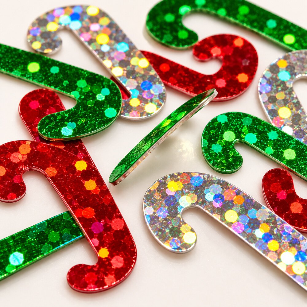 MA175 Wholesale 500 g Christmas Candy Cane Sequin Confetti Mix in Red, Green, Silver and Gold detail view
