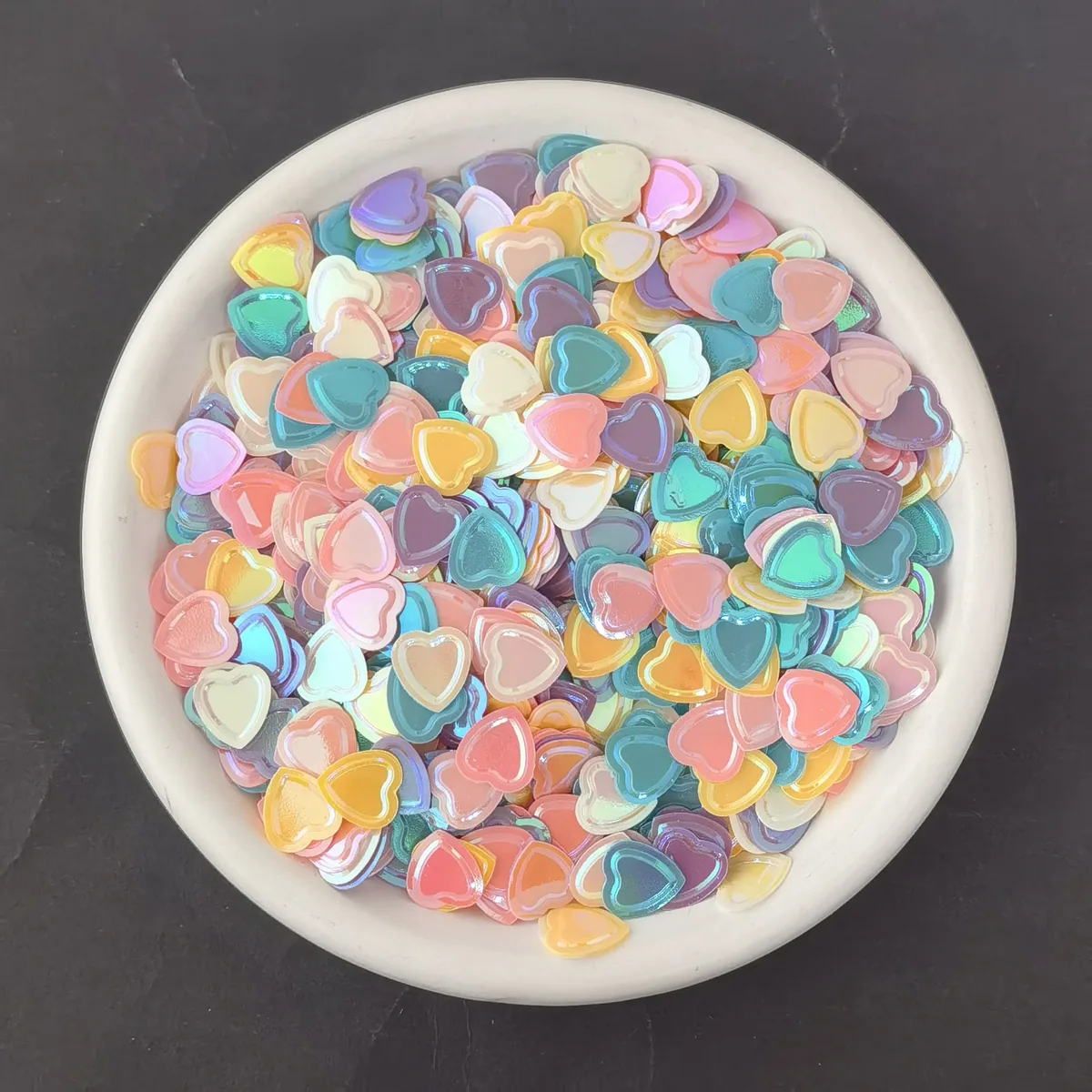 MA217 Pastel Hearts Glitter Bowl Heart Rainbow