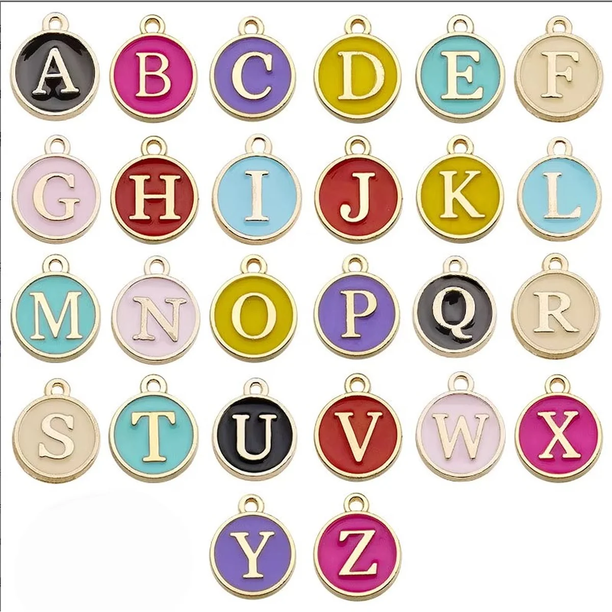 MSB164 100pcs 12*14MM Round Gold Enamel