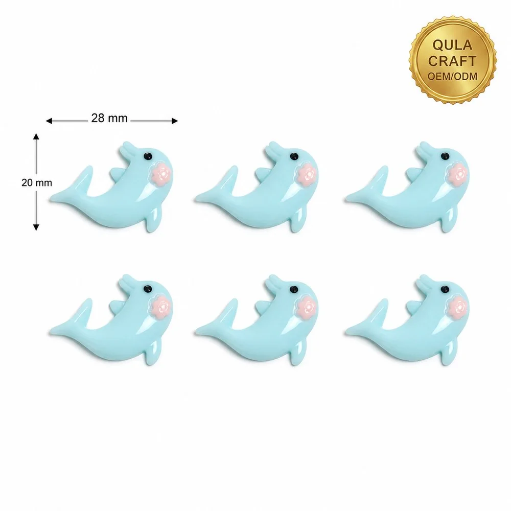 RW001078 Wholesale 28 x 20 mm Blue Dolphin Resin