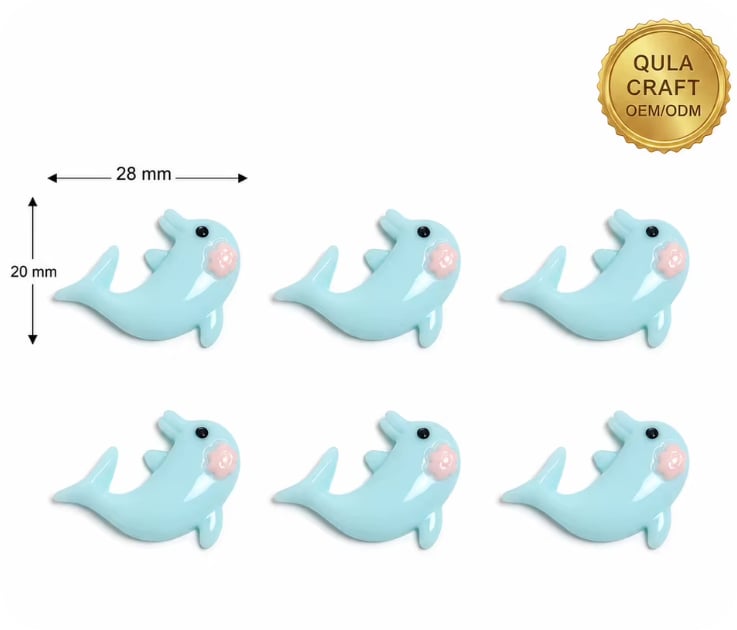 RW001078 Wholesale 28 x 20 mm Blue Dolphin Resin Cabochons for Scrapbooking and DIY Decoration