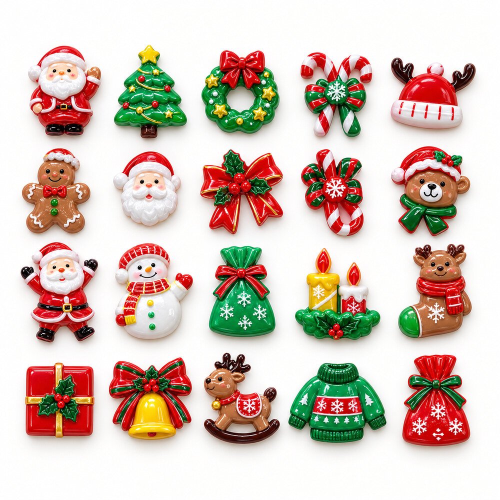 RW002155 Wholesale Santa, Deer, Penguin and Snowman Flatback Resin Cabochons for Christmas Crafts main product image