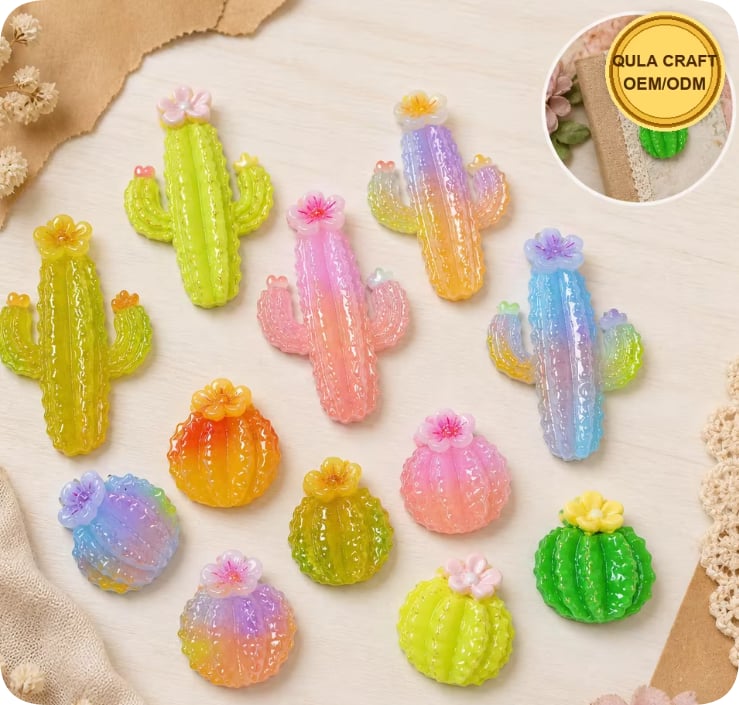 RW0024009 Mixed Cactus Resin Flatback Decorations
