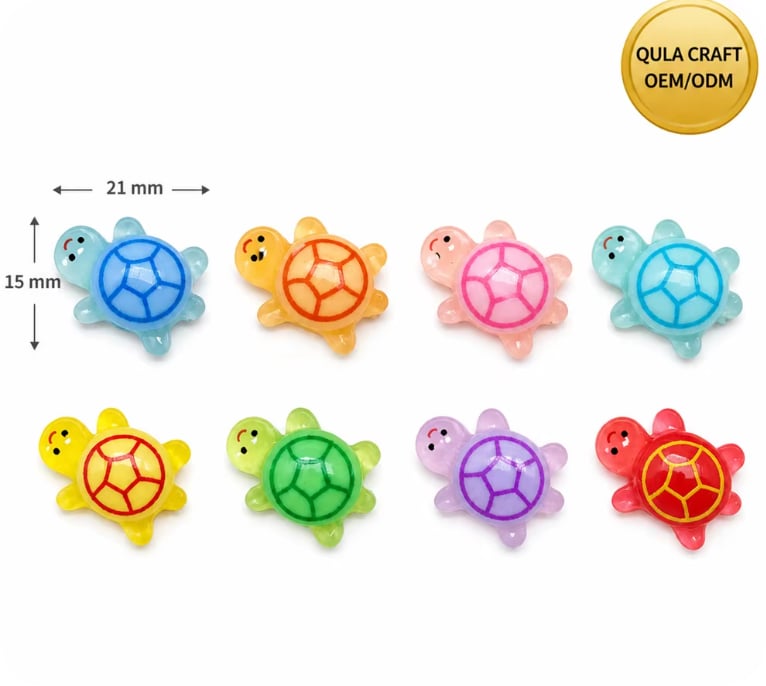 RW0026057-1 Colorful Luminous Sea Turtle Resin Cabochons