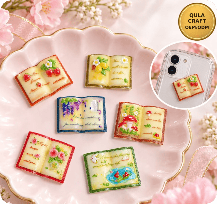 RW003270 Miniature Open Book Resin Cabochons