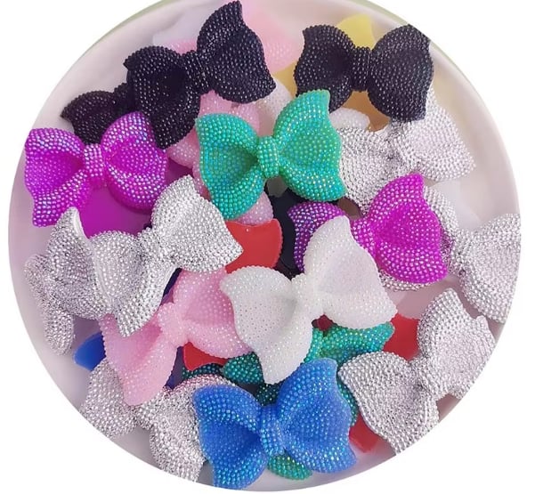 RW003576 Crystal-Texture Bow Resin Flatback Cabochons