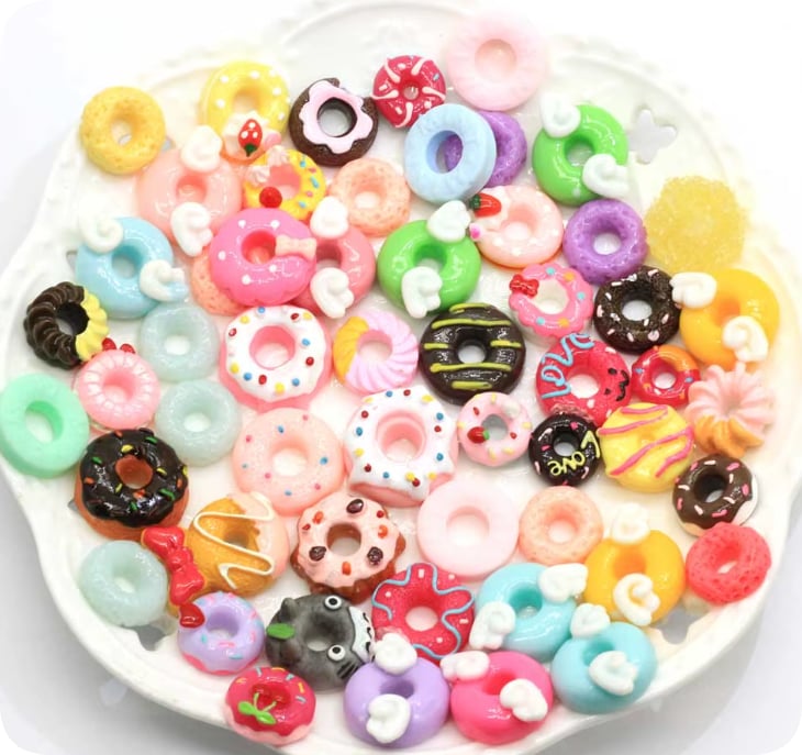RW1602 Mixed Donut Resin Cabochons