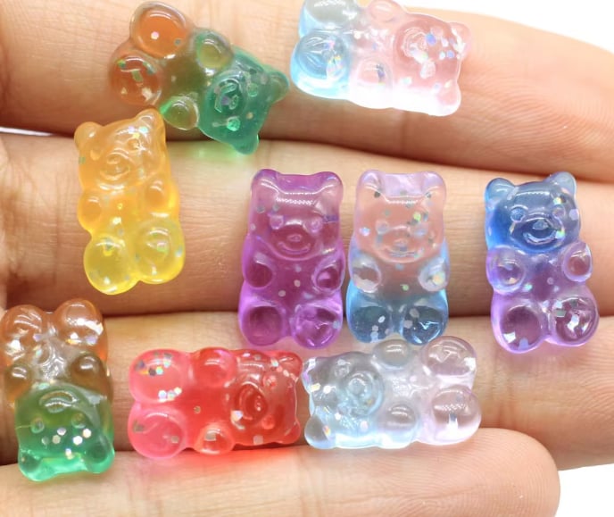 RW1672/RW2072/RW3492/RW20104 Gradient Glitter Bear Resin Cabochon Mix