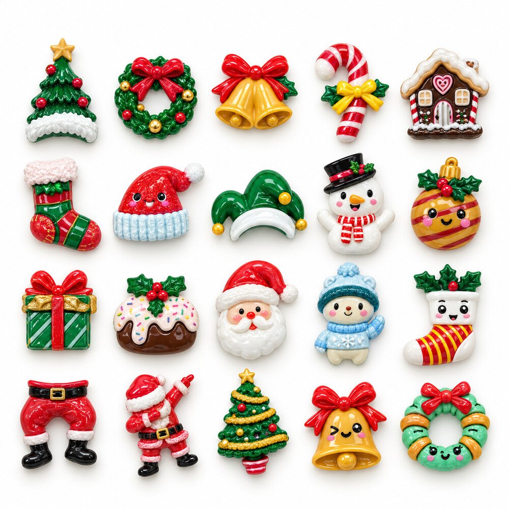 RW20175 Wholesale Mixed Christmas Flatback Resin Charms for Slime, Scrapbooking and DIY Accessories main product image