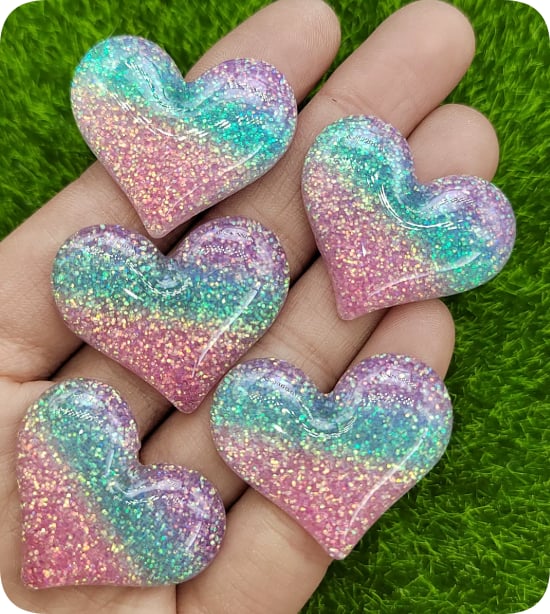 RW20969 Glitter Gradient Heart Flatback Craft