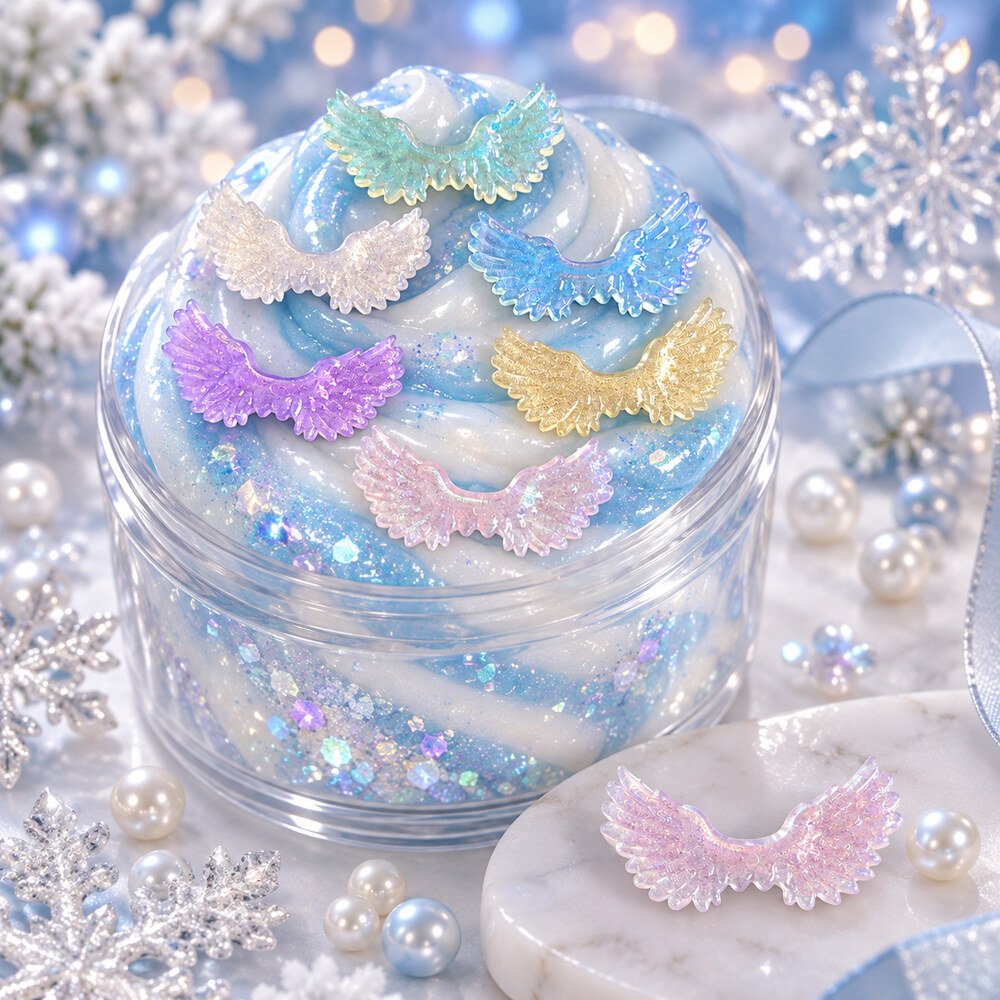 RW22754 Wholesale 20×55 mm 3D Glitter Angel Wings for Christmas Ornaments and DIY Craft Decorations application scene