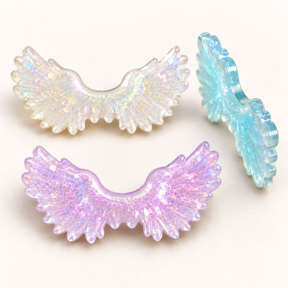 RW22754 Wholesale 20×55 mm 3D Glitter Angel Wings for Christmas Ornaments and DIY Craft Decorations detail view