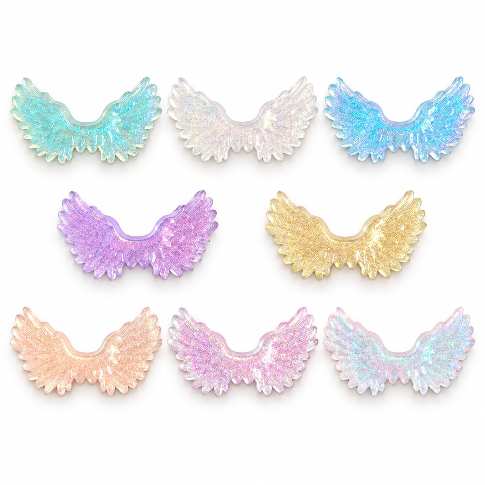 RW22754 Wholesale 20×55 mm 3D Glitter Angel Wings for Christmas Ornaments and DIY Craft Decorations main product image