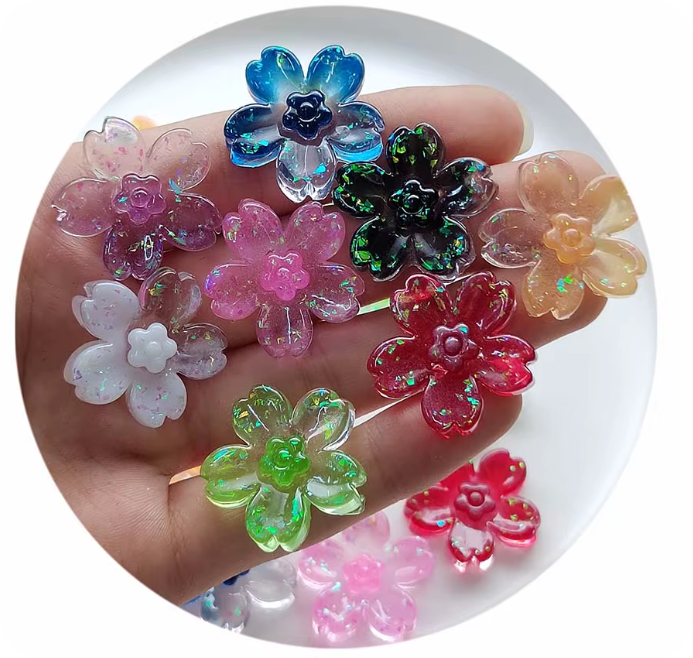 RW22898 Luminous Flower Resin Flatback Cabochons