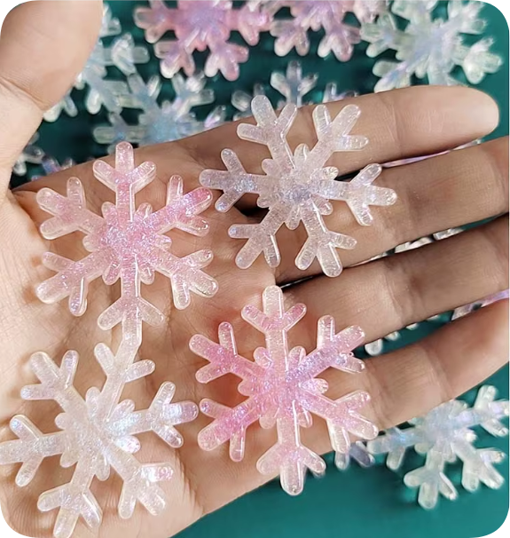 RW24359 Iridescent Snowflake Resin Flatback Charms