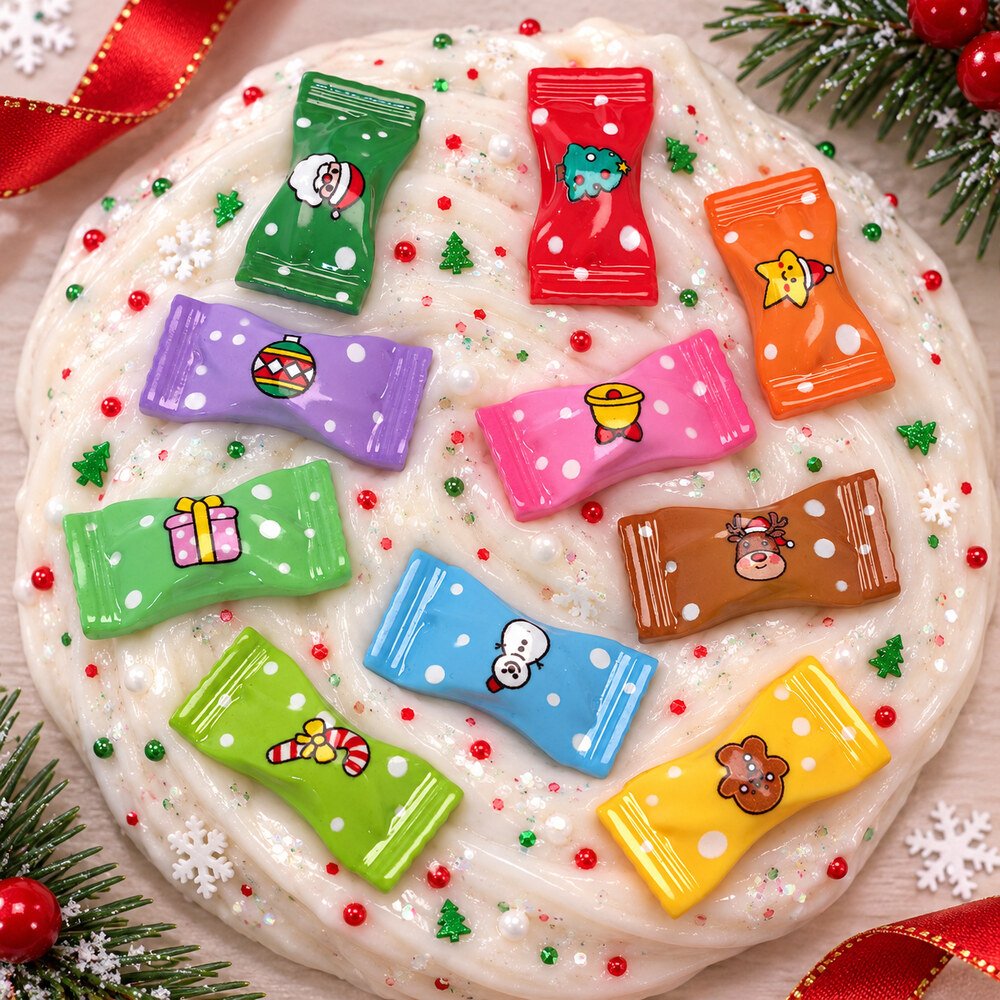 RW25830 Wholesale Christmas Candy Flatback Resin Cabochons for Hair Bows, Scrapbooking and Decoden Crafts application scene