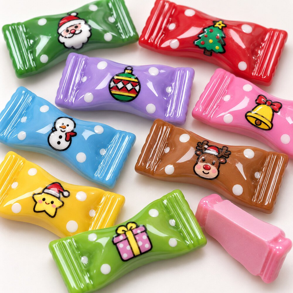 RW25830 Wholesale Christmas Candy Flatback Resin Cabochons for Hair Bows, Scrapbooking and Decoden Crafts detail view