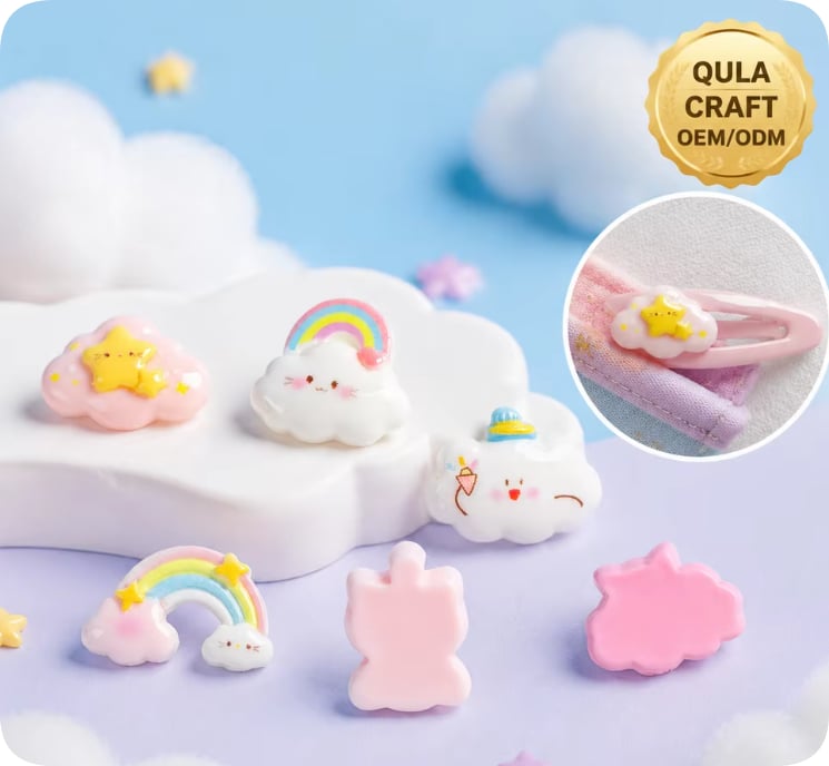 RW26745 Pastel Cloud and Rainbow Resin Cabochons