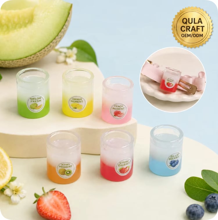 RW26747 Mini Fruit Drink Cup Resin Decorations