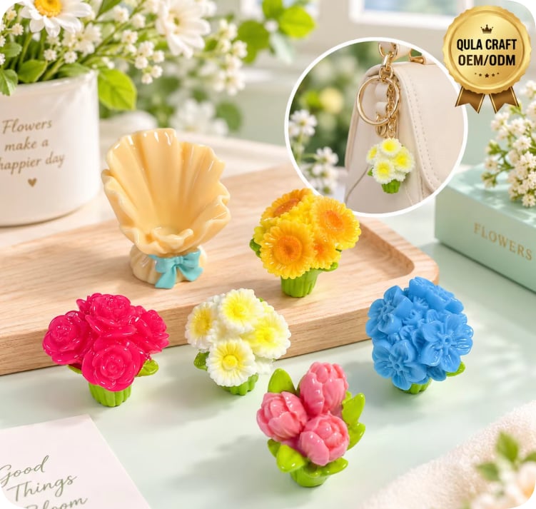 RW26817 Miniature Flower Bouquet Resin Ornaments