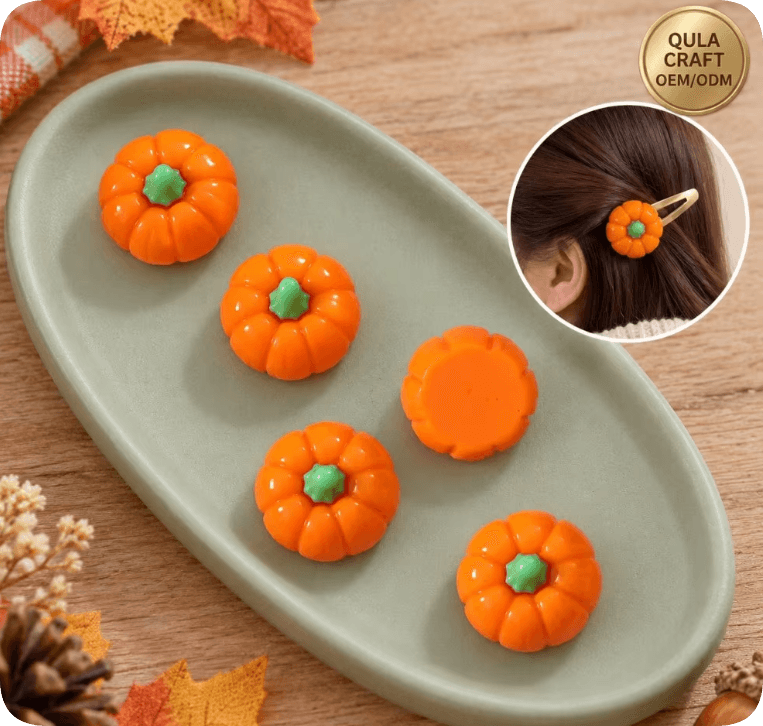 RW26826 Orange Pumpkin Resin Flatback Charms