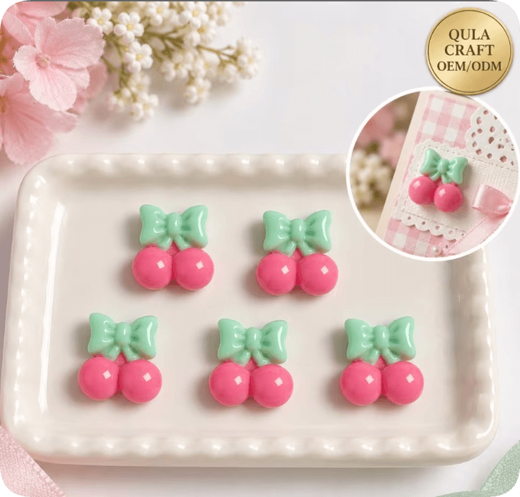 RW26828 Pastel Cherry Resin Flatback Charms