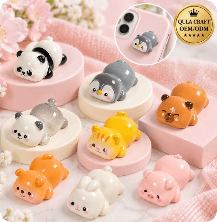 RW26858 Lying Animal Resin Miniatures: Panda, Cat, Pig & More
