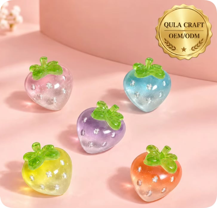 RW26873 Mixed Color Strawberry Resin Charms